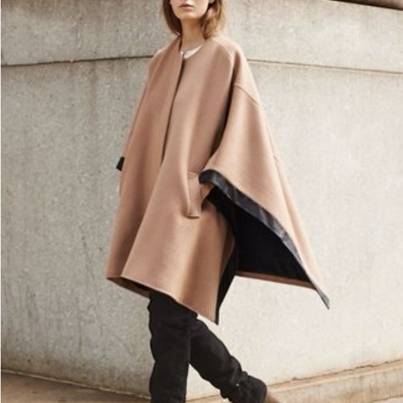 Club Monaco Jackets & Blazers - Club Monaco wool Leather trimmed Poncho